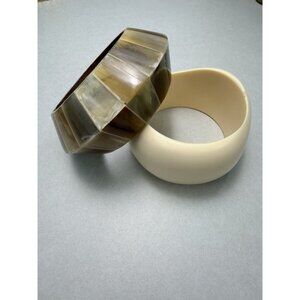 ZARA Statement Resin Bangle Set Faceted Horn Look NWOT Bold Chic